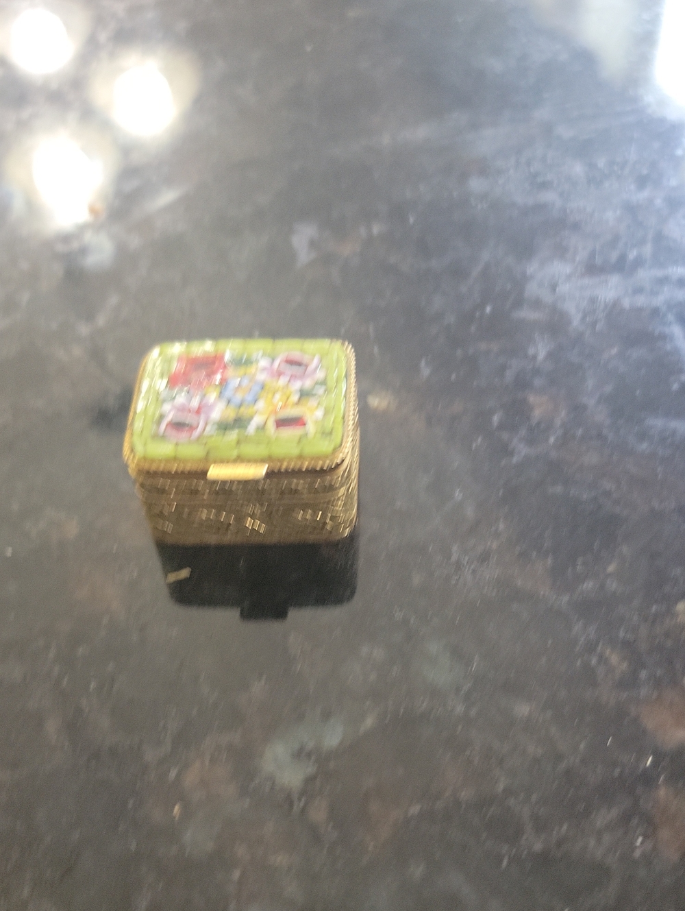 Mini Decorative Enamel Trinket Box with Floral Motif - Picture 1 of 5